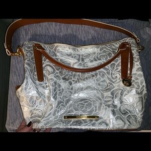 Brahmin Silver Floral Shoulder Bag